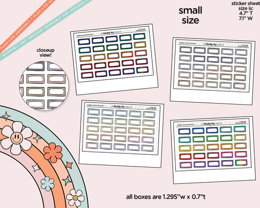Rainbow Doodled Bubble Corner Half Boxes Small Size Planner Stickers