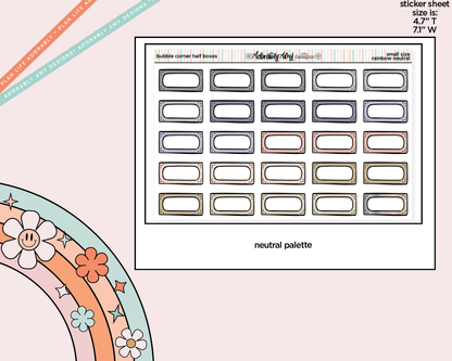 Rainbow Doodled Bubble Corner Half Boxes Small Size Planner Stickers - Adorably Amy Designs