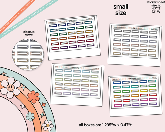Rainbow Doodled Bubble Corner Quarter Boxes Small Size Planner Stickers