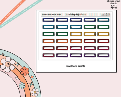 Rainbow Doodled Bubble Corner Quarter Boxes Small Size Planner Stickers - Adorably Amy Designs