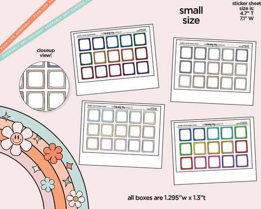 Rainbow Doodled Bubble Corner Square Boxes Small Size Planner Stickers