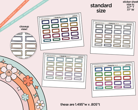 Rainbow Doodled Bubble Corner Half Boxes Standard Size Stickers