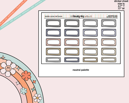 Rainbow Doodled Bubble Corner Half Boxes Standard Size Stickers - Adorably Amy Designs