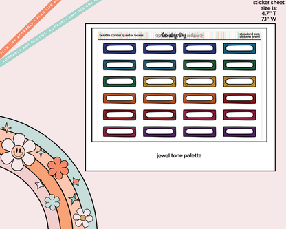 Rainbow Doodled Bubble Corner Quarter Boxes Standard Size Stickers - Adorably Amy Designs