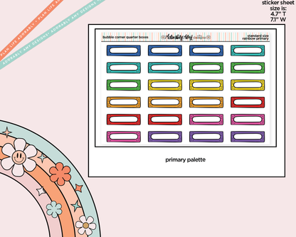 Rainbow Doodled Bubble Corner Quarter Boxes Standard Size Stickers - Adorably Amy Designs