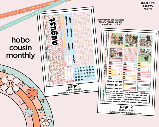 Hobonichi Cousin Monthly Pick Your Month The Cutie Trio Back to School Planner Sticker Kit for Hobo Cousin or Similar Planners