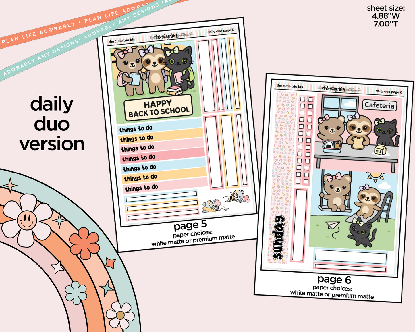 Daily Duo The Cutie Trio Back to School Weekly Planner Sticker Kit for Daily Duo Planner