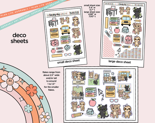 The Cutie Trio Back to School Weekly Kit Deco Pages - All Sizes