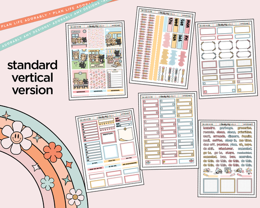 Vertical The Cutie Trio Back to School Weekly Sticker Kit for Vertical Standard Size Planners or Insert