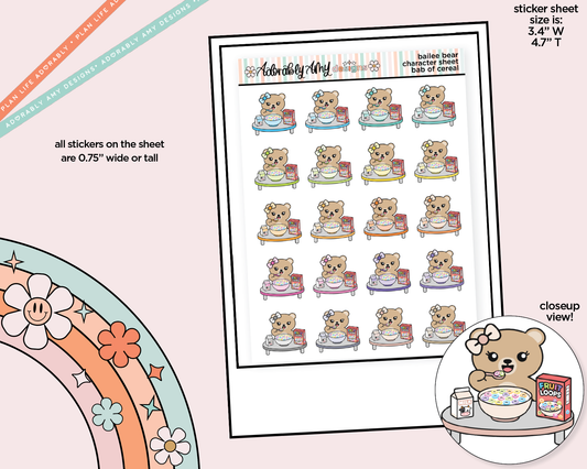 Bailee Bear Big Ass Bowl of Cereal Decoration Character Planner Stickers