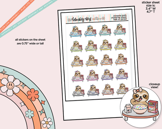 Snoozie Sloth Big Ass Bowl of Cereal Decoration Character Planner Stickers