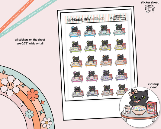 Toothless Cat Big Ass Bowl of Cereal Decoration Character Planner Stickers