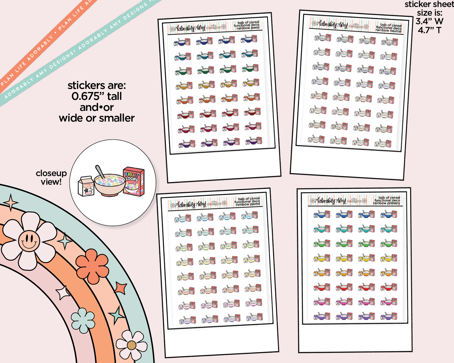 Rainbow Big Ass Bowl of Cereal Doodled Icon Stickers