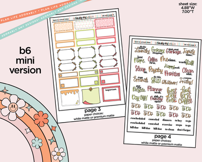 Mini B6 Back to School Vibes  Planner Sticker Kit sized for ANY Vertical Insert