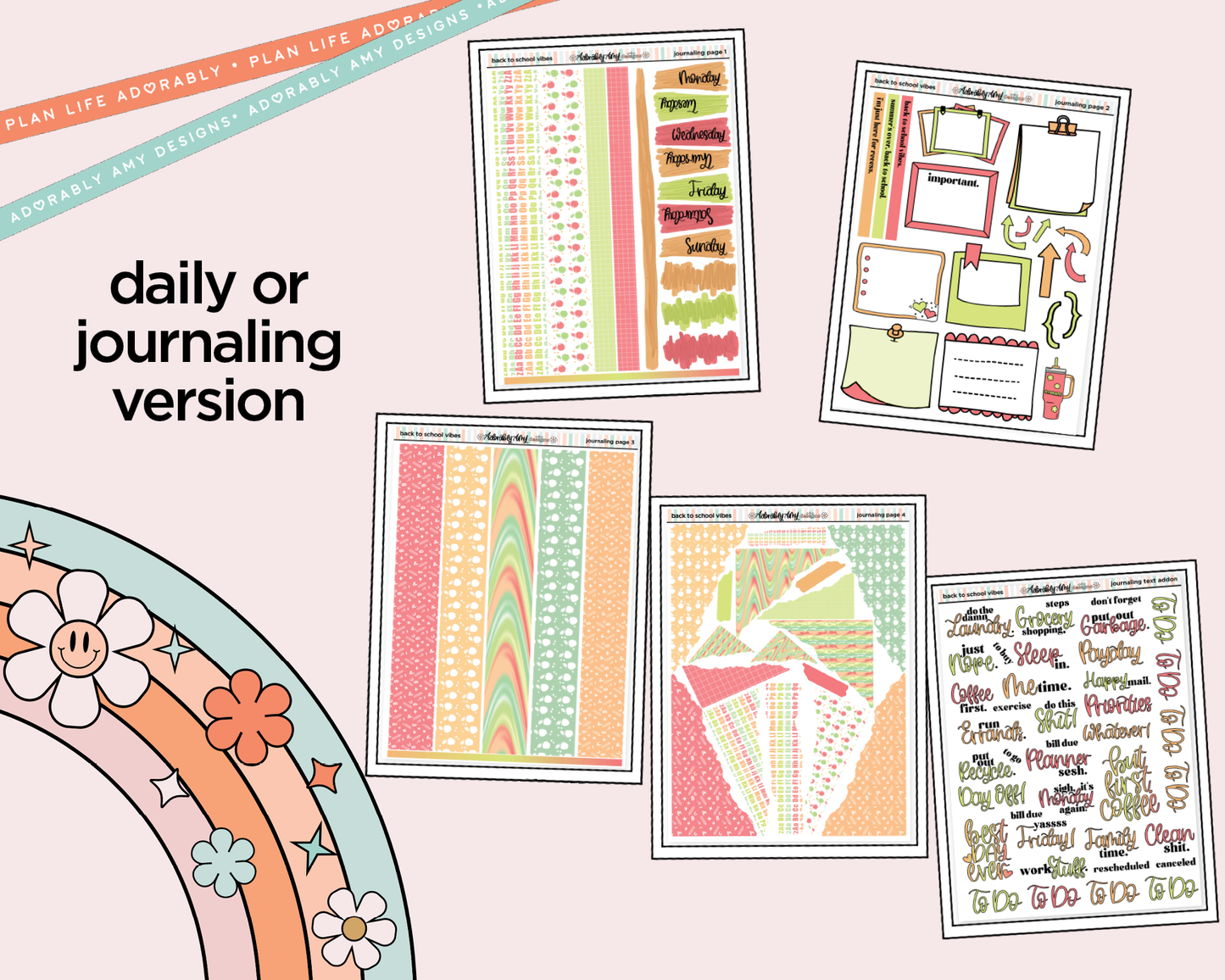 Journaling and Daily Planning Back to School Vibes Planner Sticker Kit