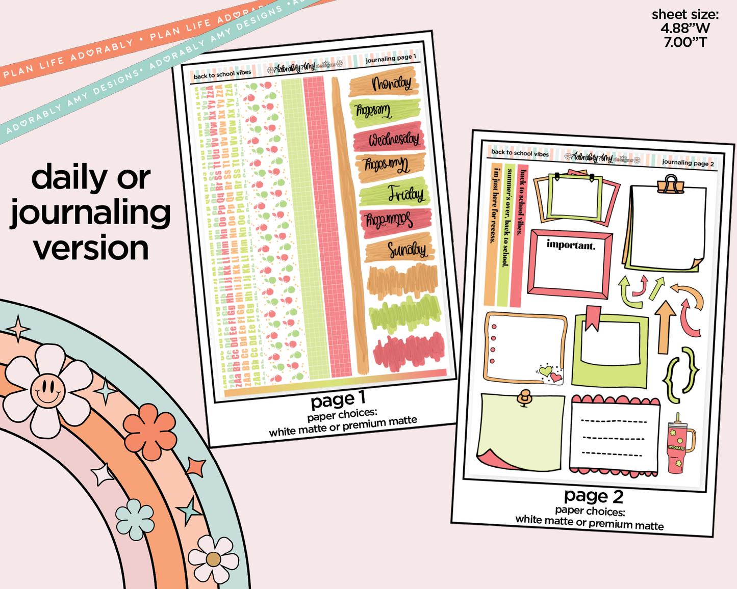 Journaling and Daily Planning Back to School Vibes Planner Sticker Kit