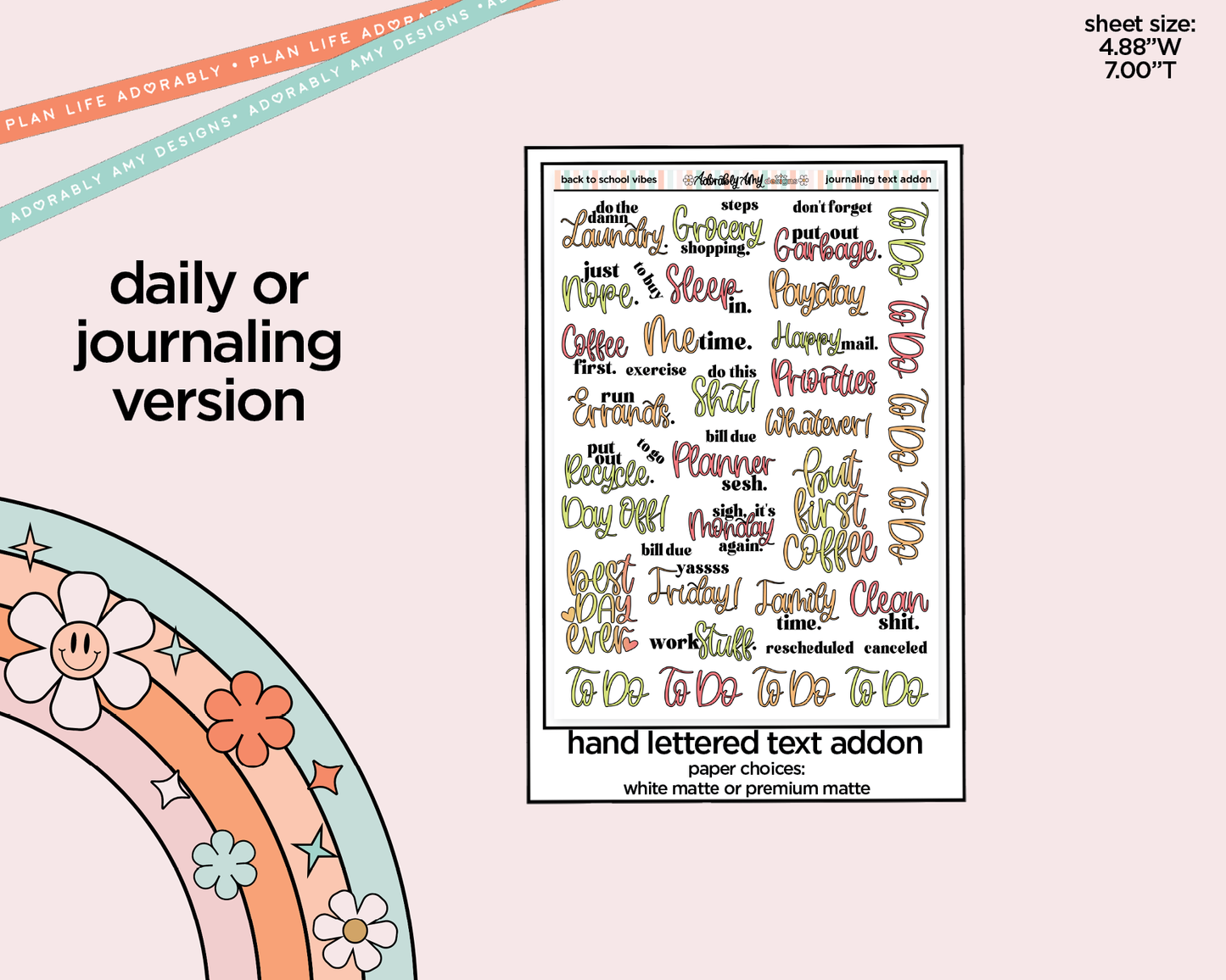 Journaling and Daily Planning Back to School Vibes Planner Sticker Kit