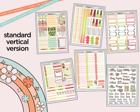 Vertical Back to School Vibes Weekly Sticker Kit for Vertical Standard Size Planners or Insert