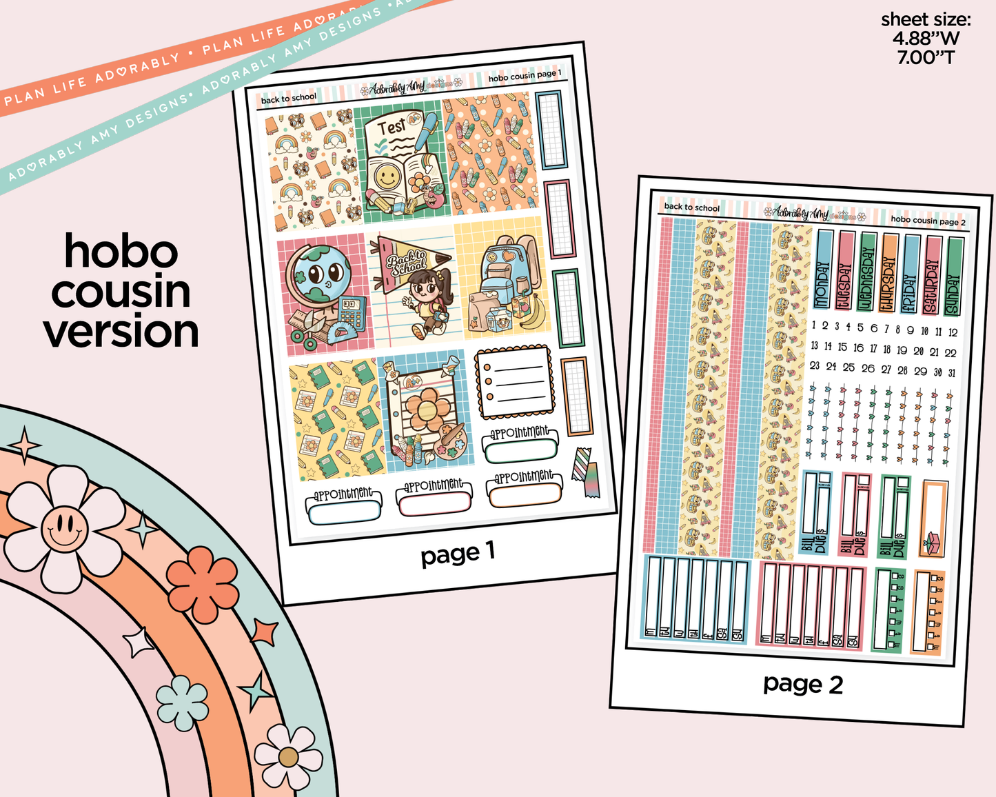 Hobonichi Cousin Weekly Back to School 2026 Planner Sticker Kit for Hobo Cousin or Similar Planners