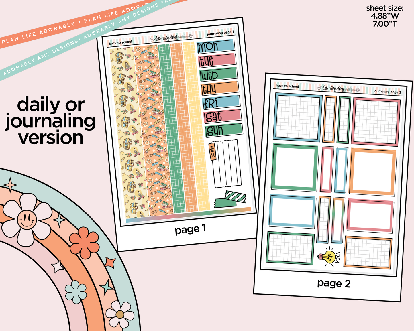 Journaling and Daily Planning Back to School 2026 Planner Sticker Kit