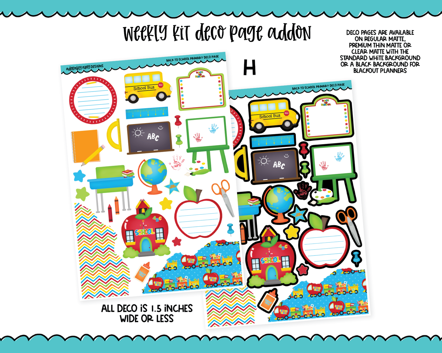 Back to School Primary Weekly Kit Addons - All Sizes - Deco, Smears and More!