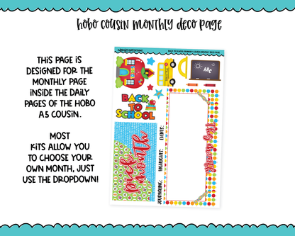 Hobonichi Cousin Monthly Pick Your Month Back to School Primary Planner Sticker Kit for Hobo Cousin or Similar Planners