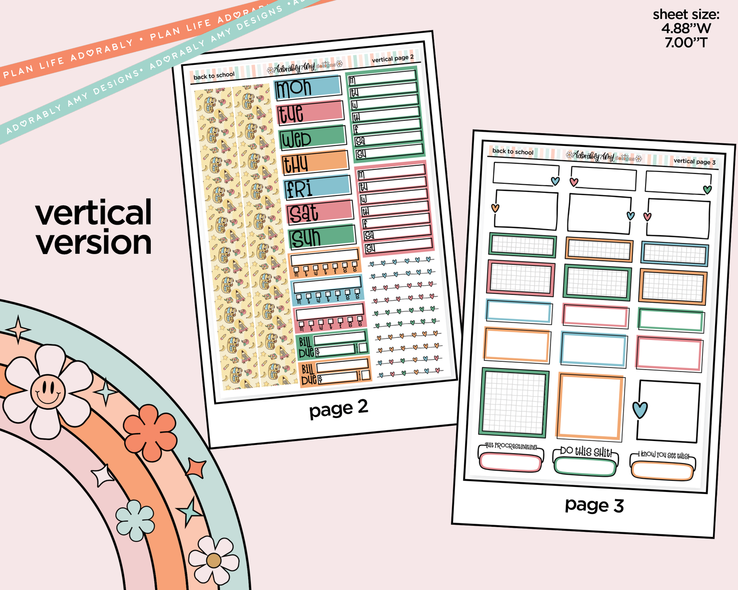 Vertical Back to School 2026 Kit for Vertical Standard Size Planners or Insert