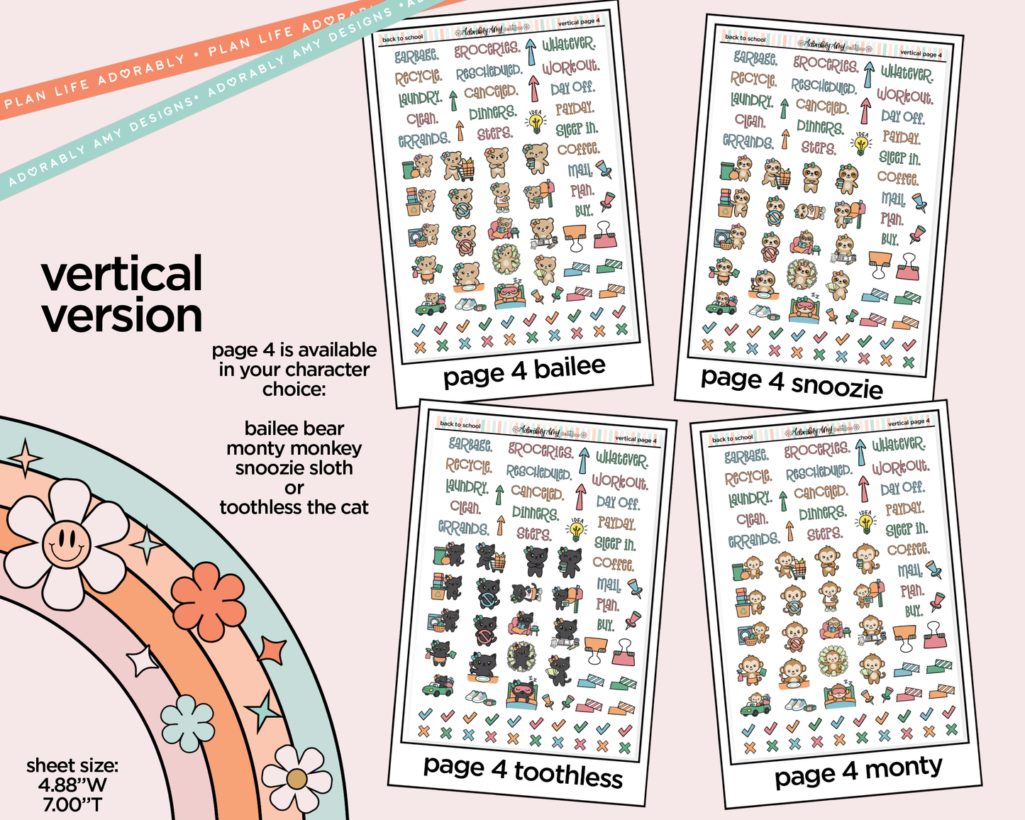Vertical Back to School 2026 Kit for Vertical Standard Size Planners or Insert
