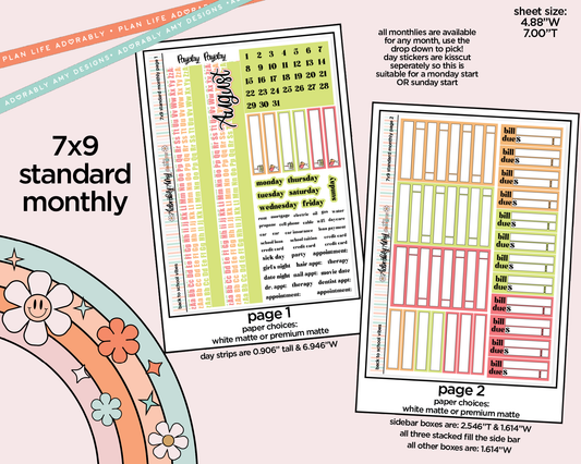 Standard 7x9 Monthly Pick Your Month Back to School Vibes Planner Sticker Kit for some 7x9 Planners