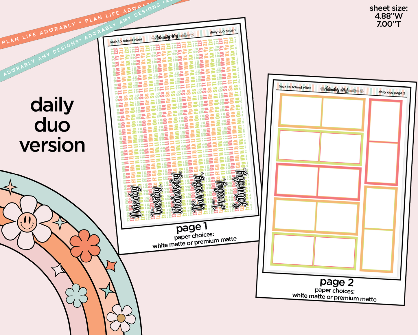 Daily Duo Back to School Vibes Weekly Planner Sticker Kit for Daily Duo Planner