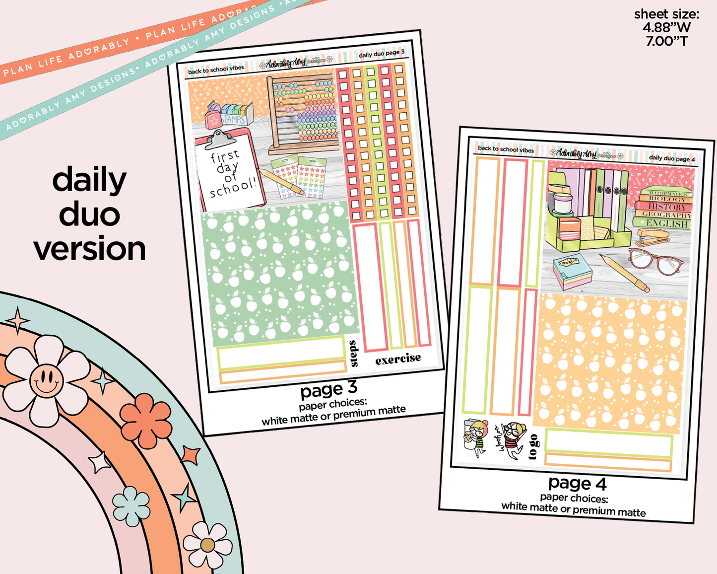 Daily Duo Back to School Vibes Weekly Planner Sticker Kit for Daily Duo Planner