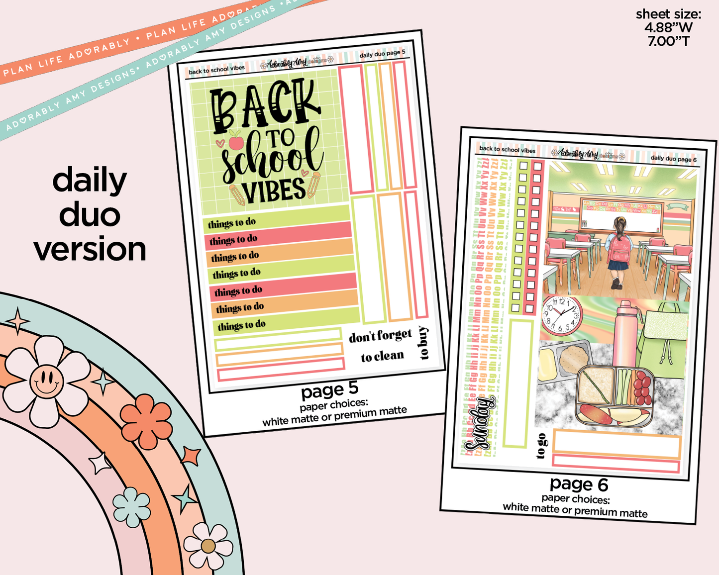 Daily Duo Back to School Vibes Weekly Planner Sticker Kit for Daily Duo Planner