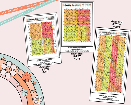 Foiled Back to School Vibes Headers or Long Strips Planner Stickers for any Planner or Insert