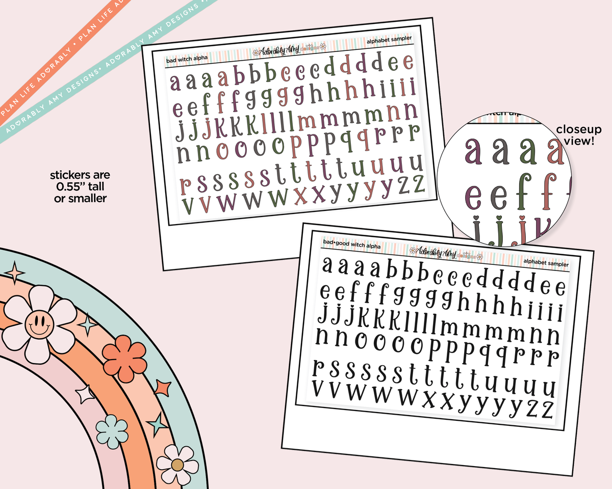 Bad Witch Club Alphabet Stickers Deco Typography Sampler Planner Stickers