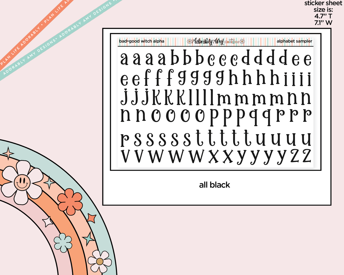 Bad Witch Club Alphabet Stickers Deco Typography Sampler Planner Stickers
