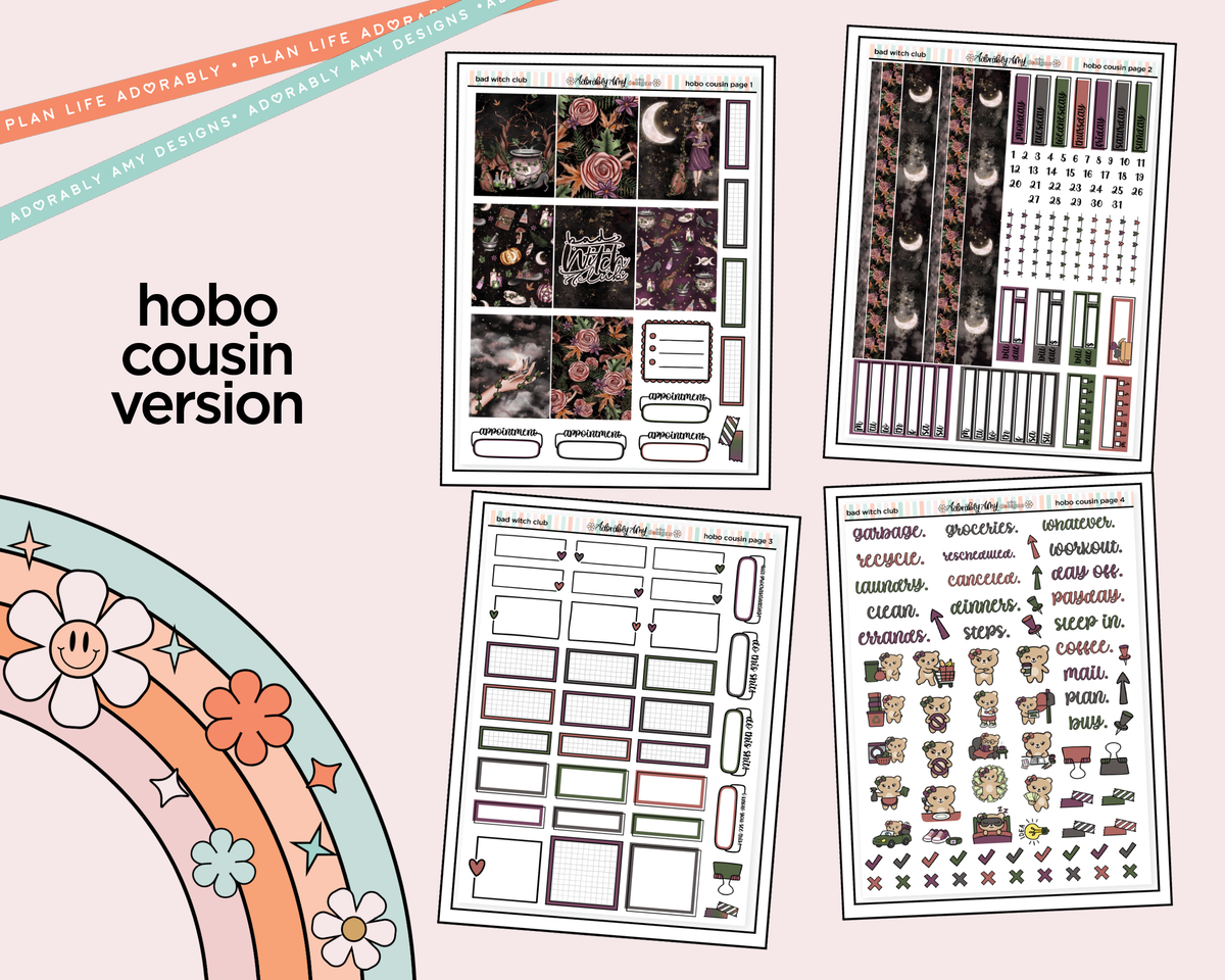 Hobonichi Cousin Weekly Bad Witch Club Planner Sticker Kit for Hobo Cousin or Similar Planners