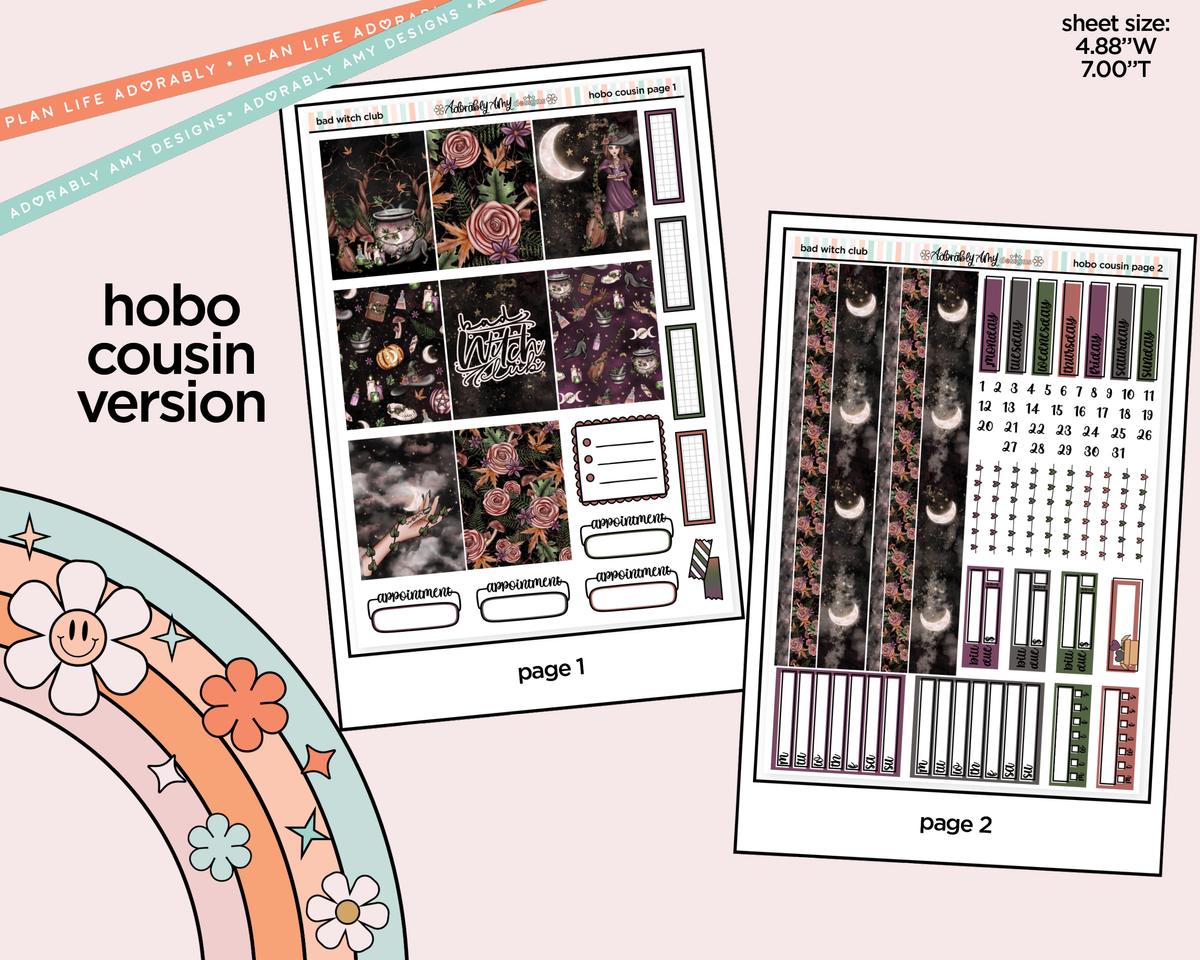 Hobonichi Cousin Weekly Bad Witch Club Planner Sticker Kit for Hobo Cousin or Similar Planners