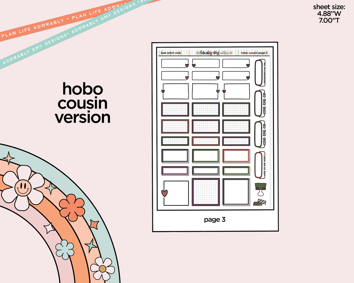 Hobonichi Cousin Weekly Bad Witch Club Planner Sticker Kit for Hobo Cousin or Similar Planners