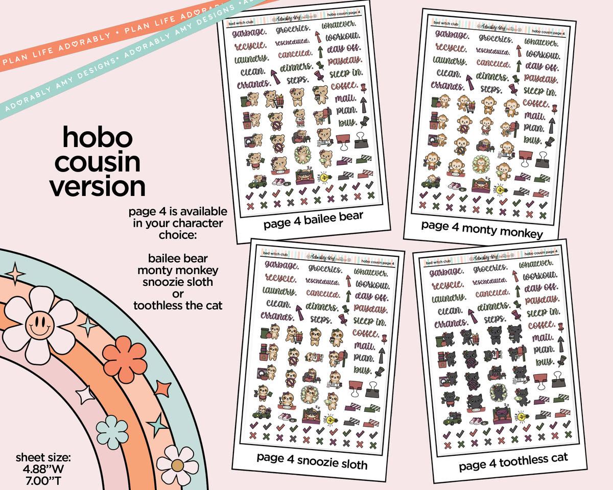 Hobonichi Cousin Weekly Bad Witch Club Planner Sticker Kit for Hobo Cousin or Similar Planners