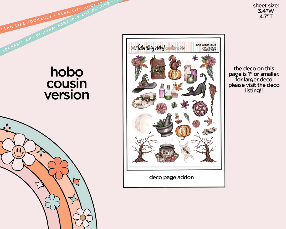 Hobonichi Cousin Weekly Bad Witch Club Planner Sticker Kit for Hobo Cousin or Similar Planners