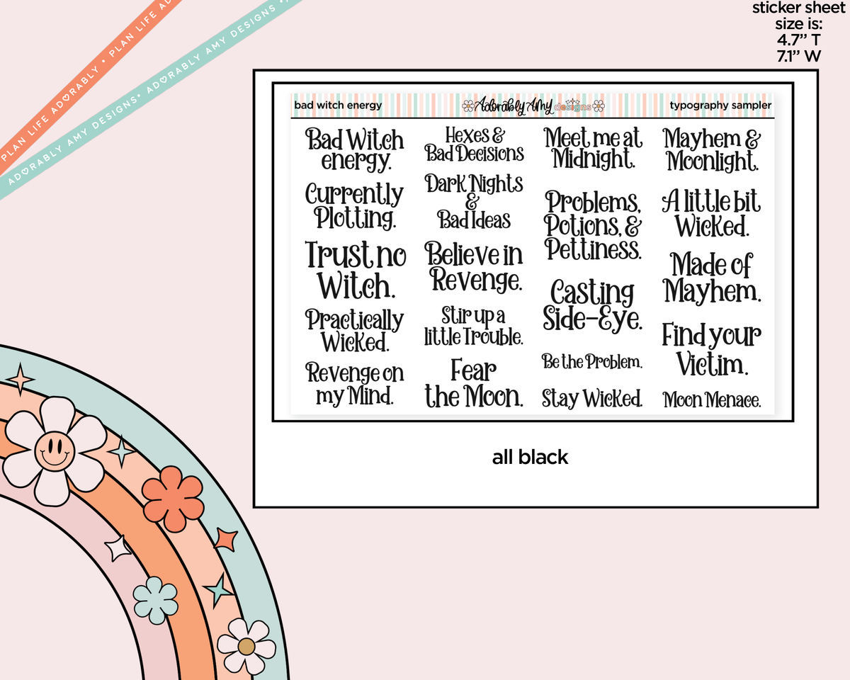 Bad Witch Energy Typography Sampler Planner Stickers
