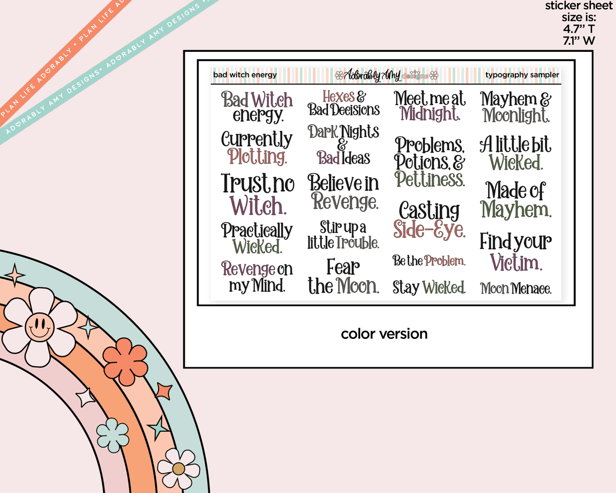 Bad Witch Energy Typography Sampler Planner Stickers