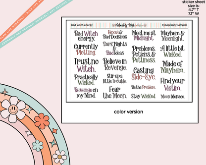 Bad Witch Energy Typography Sampler Planner Stickers