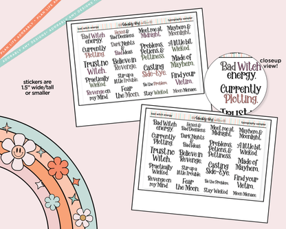 Bad Witch Energy Typography Sampler Planner Stickers