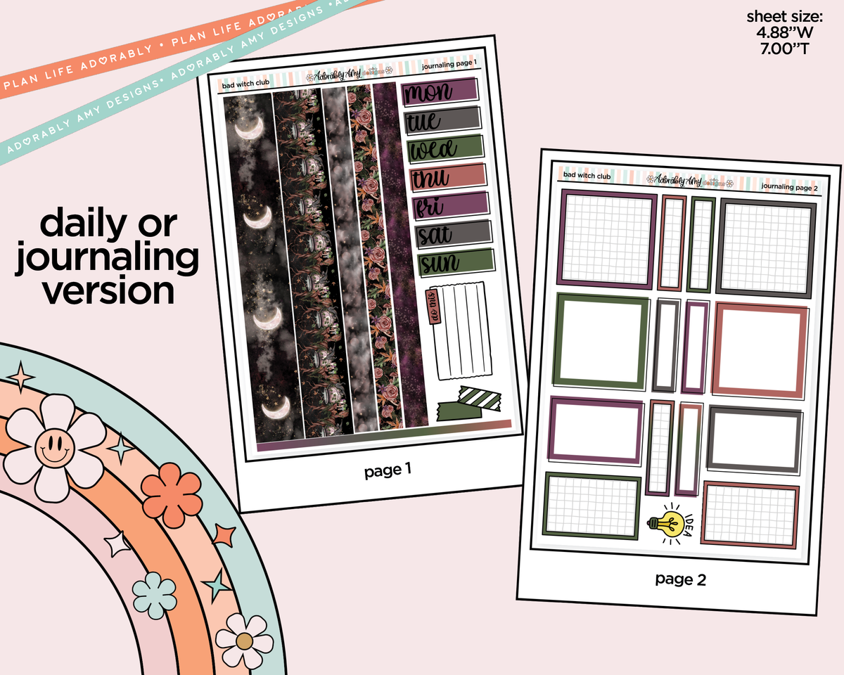 Journaling and Daily Planning Bad Witch Club Planner Sticker Kit