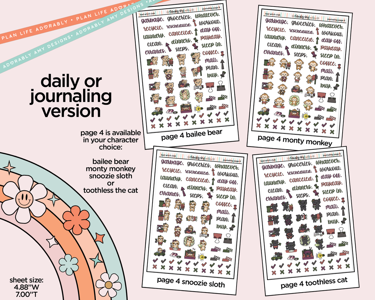 Journaling and Daily Planning Bad Witch Club Planner Sticker Kit