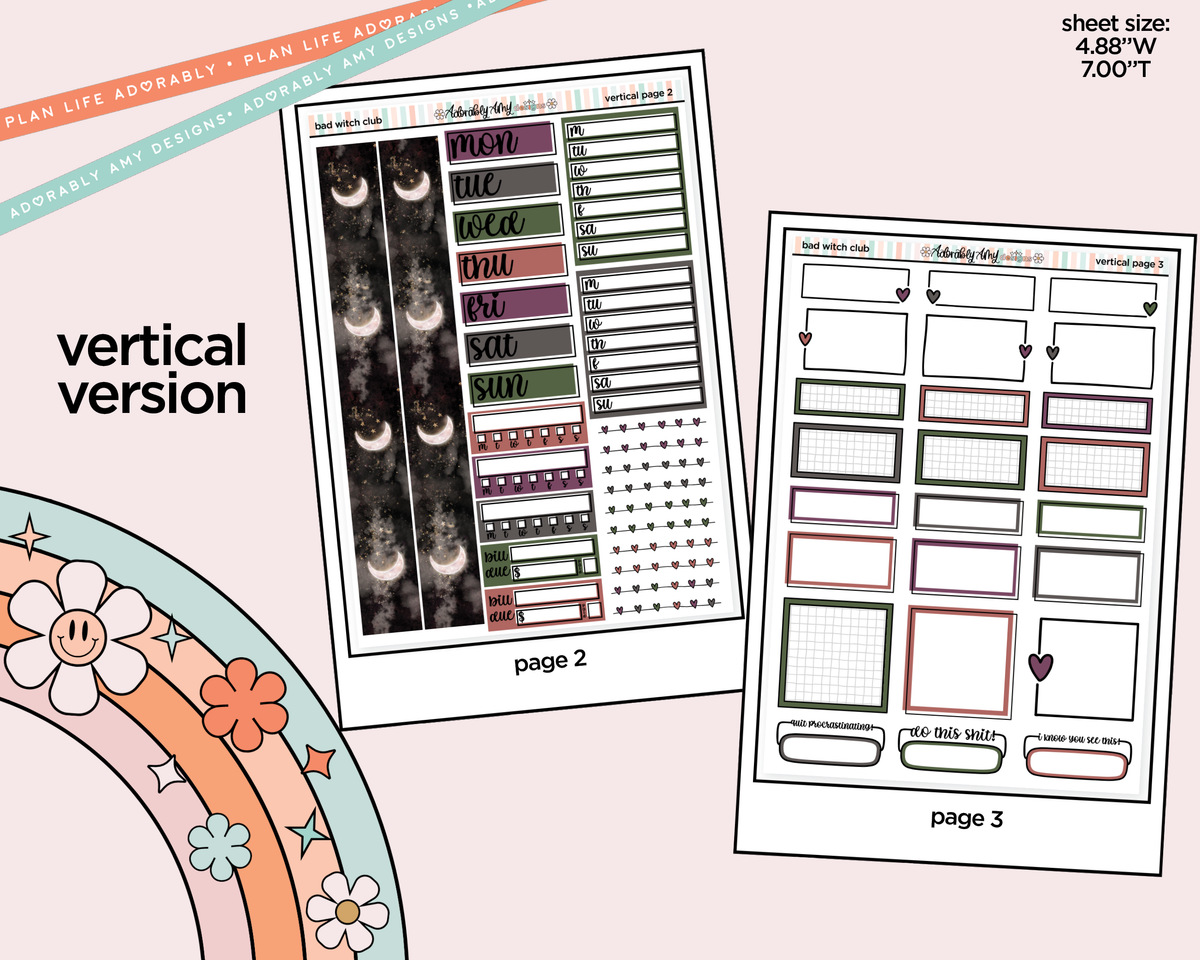 Vertical Bad Witch Club Collection Kit for Vertical Standard Size Planners or Insert