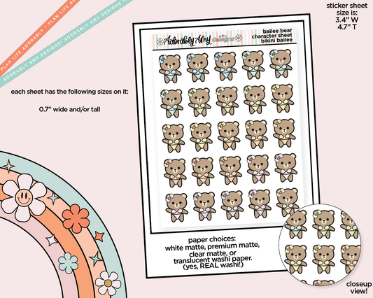 Bailee Bear Bikini Decoration Planner Stickers