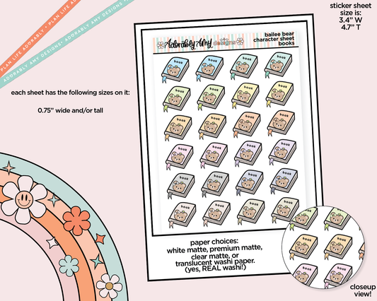 Bailee Bear Books Decoration Planner Stickers for any Planner or Insert