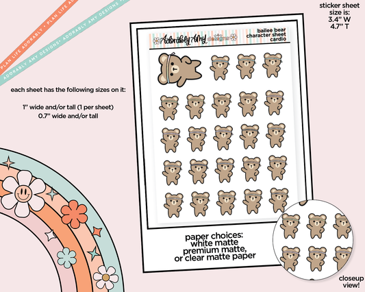 Bailee Bear Does Cardio Decoration Planner Stickers for any Planner or Insert